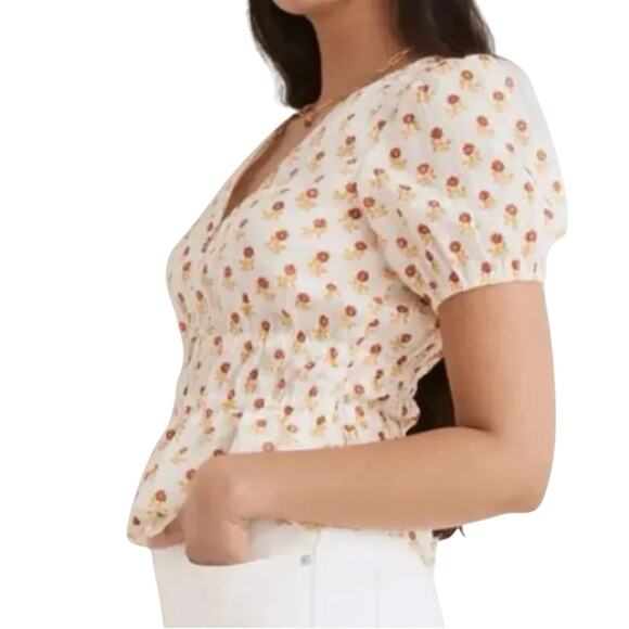 MADEWELL Sophia Wild Calendula Block Print Short Sleeve Top, Size XXL - Picture 2 of 14